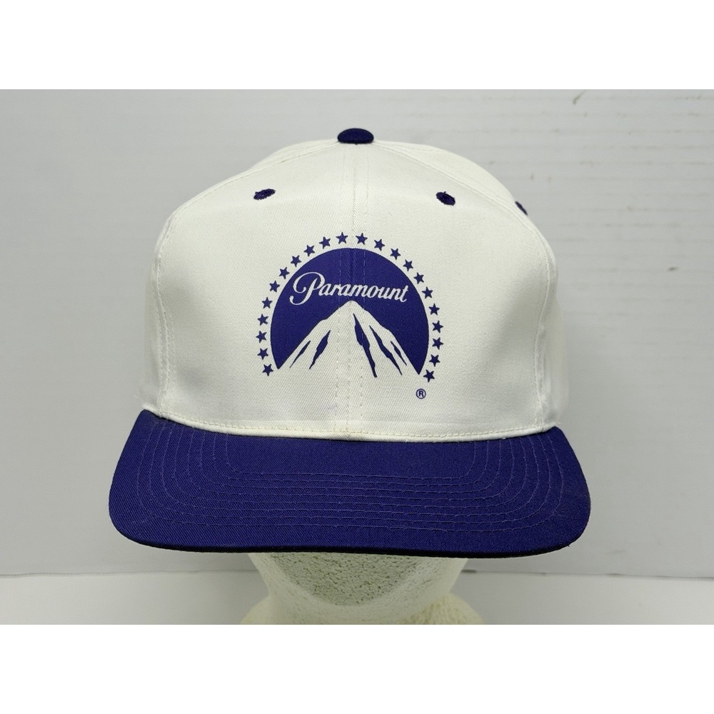 Vintage Paramount Pictures Headmaster Snapback Hat White Purple Green Underbill